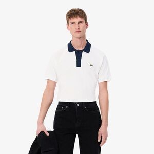 Lacoste White/Navy/Heather Gray L.12.12 Slim Fit Piqué Polo, Size XXXL